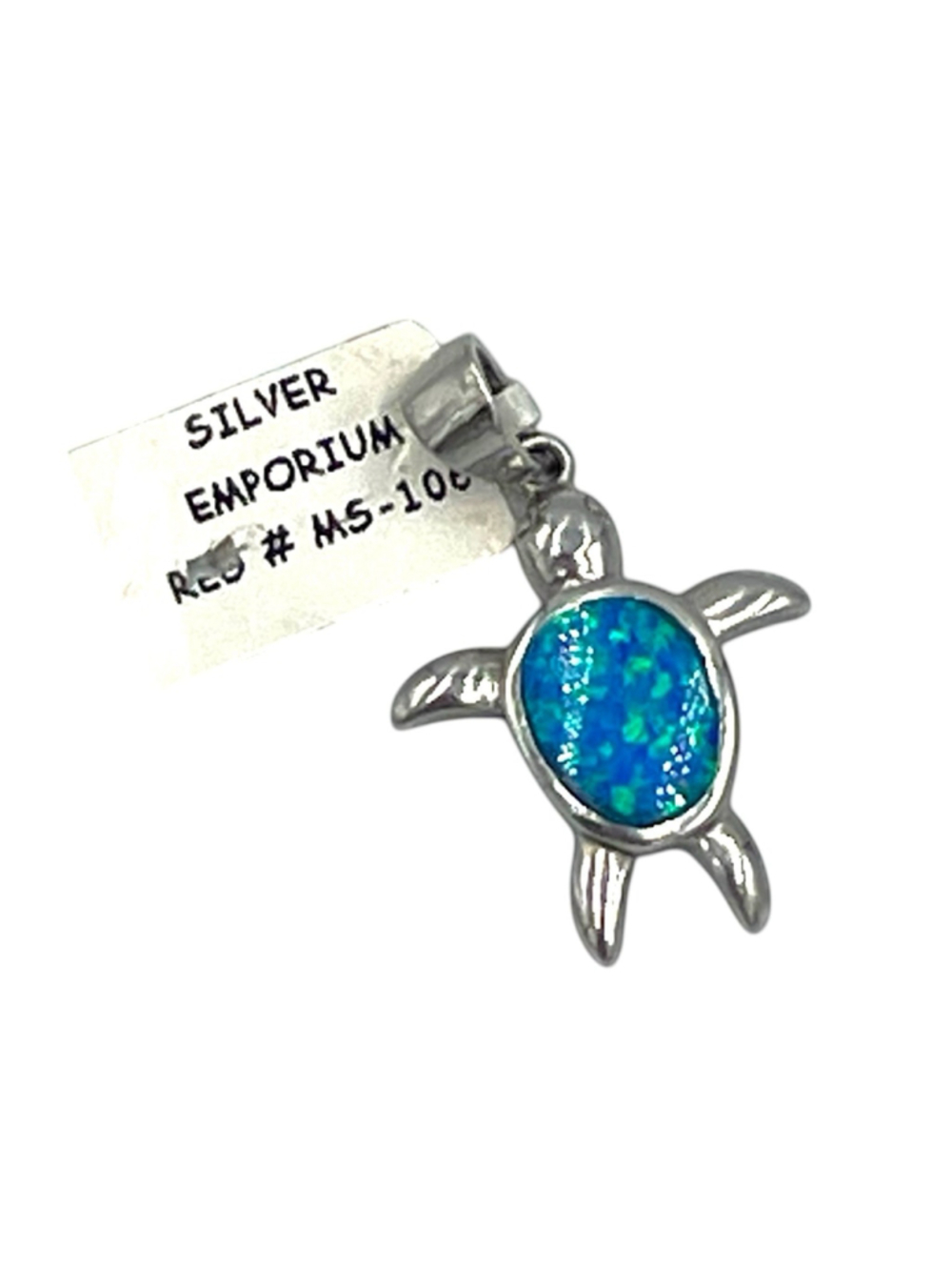 Sterling Silver .925 Swimming Turtle Pendant with Blue Opal Sea Life Jewelry NWT